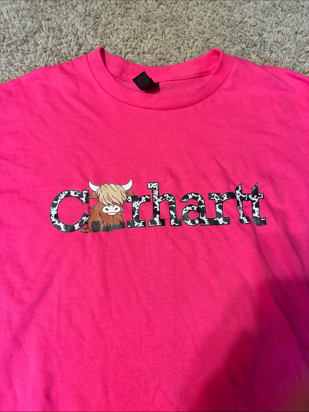 Carhartt short sleeve shirt with Highland  cow